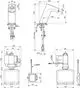 Ideal Standard Sensor-Waschtischarmatur mit Seifenspender. Technische Zeichnung mit verschiedenen Ansichten und Maßangaben zu Montage und Installation.